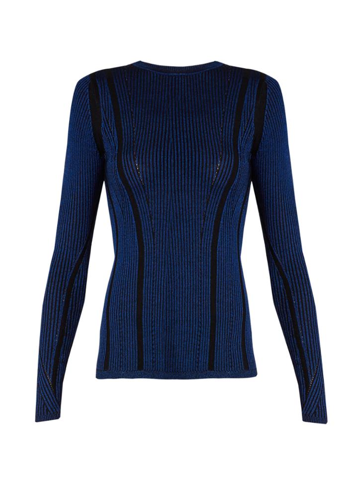 Diane Von Furstenberg Striped Ribbed-knit Sweater