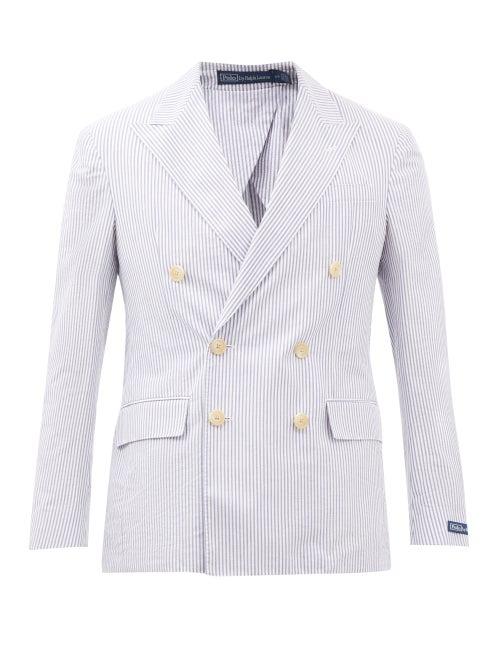 Polo Ralph Lauren - Double-breasted Striped Cotton-seersucker Blazer - Mens - Blue