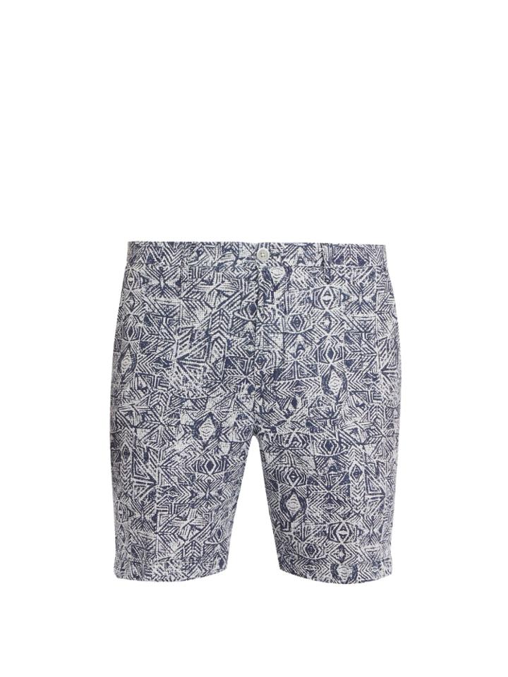 120 Lino Aztec-print Straight-leg Shorts