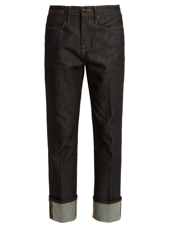 Frame Le Raw Oversized-cuff Straight-leg Denim Jeans