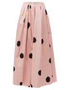 Matchesfashion.com Christopher Kane - Dot Print Cotton Blend Satin Midi Skirt - Womens - Pink