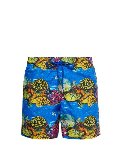 Matchesfashion.com Vilebrequin - X Hunt Slonem Moorea Turtle Print Swim Shorts - Mens - Blue Multi