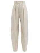 Matchesfashion.com Isabel Marant - Tacoma Crinkled Cotton-blend Straight-leg Trousers - Womens - Ivory
