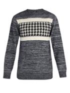 Matchesfashion.com A.p.c. - Houndstooth Intarsia Wool Blend Sweater - Mens - Navy