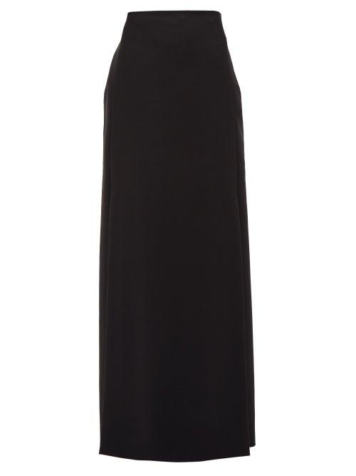 Matchesfashion.com Valentino - High-rise Double-slit Wool-blend Skirt - Womens - Black