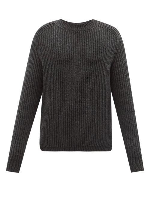 Raey - Crew-neck Merino Wool-blend Ribbed Sweater - Mens - Charcoal