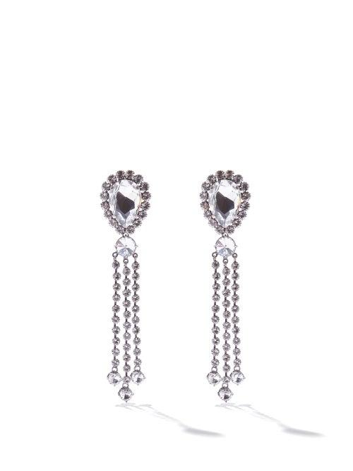 Alessandra Rich - Crystal Drop Clip Earrings - Womens - Crystal