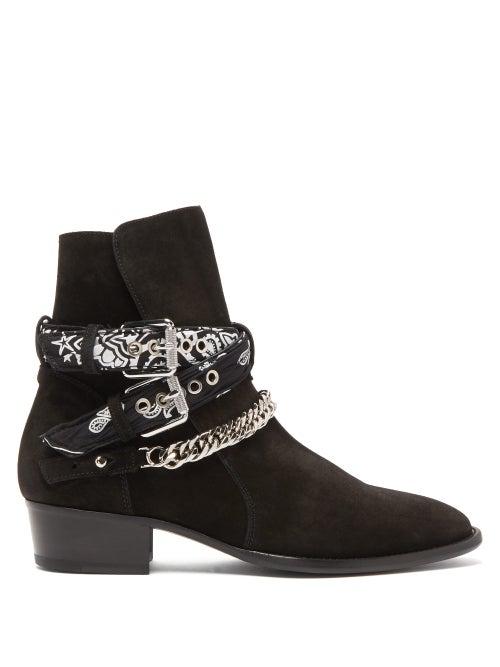 Matchesfashion.com Amiri - Bandana-strap Suede Boots - Mens - Black