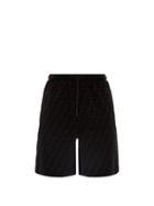 Matchesfashion.com Fendi - Ff-flocked Cotton-piqu Bermuda Shorts - Mens - Black