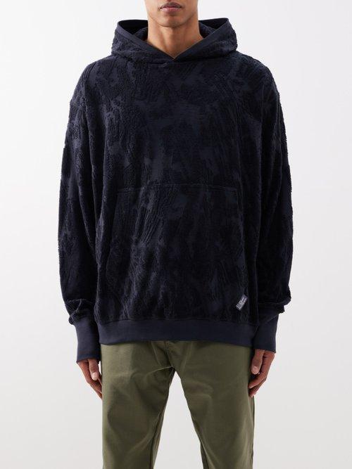 Affxwrks - Purge Oversized Flocked-jersey Hoodie - Mens - Black