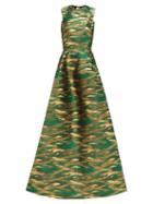 Matchesfashion.com Maison Rabih Kayrouz - A Line Ikat Brocade Gown - Womens - Green Multi