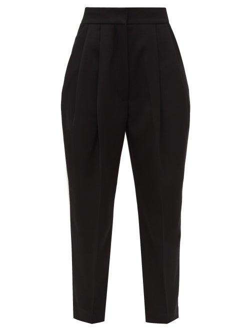 Matchesfashion.com Petar Petrov - Hampton High Rise Wool Twill Cropped Trousers - Womens - Black