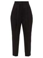 Matchesfashion.com Petar Petrov - Hampton High Rise Wool Twill Cropped Trousers - Womens - Black