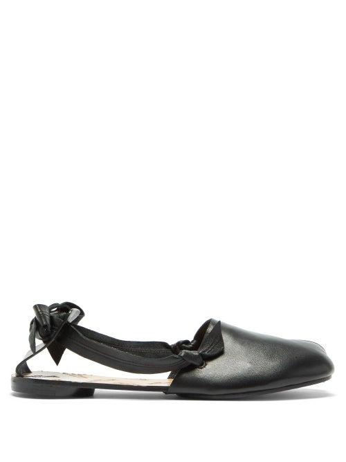 Matchesfashion.com Maison Margiela - Tabi Sling-back Leather Ballet Flats - Womens - Black