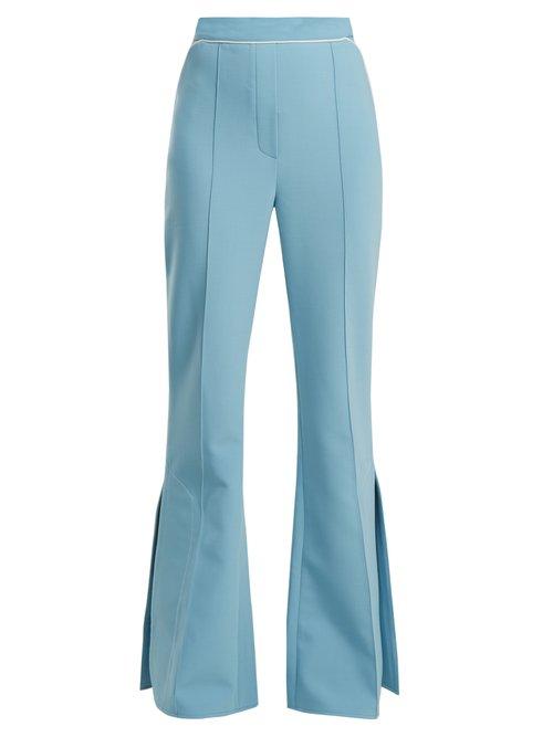Matchesfashion.com Ellery - Orlando Mid Rise Flared Crepe Trousers - Womens - Light Blue