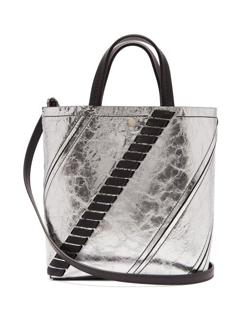 Matchesfashion.com Proenza Schouler - Hex Small Metallic Leather Tote Bag - Womens - Silver