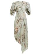 Matchesfashion.com Preen By Thornton Bregazzi - Tessa Floral Print Pliss Chiffon Dress - Womens - Ivory