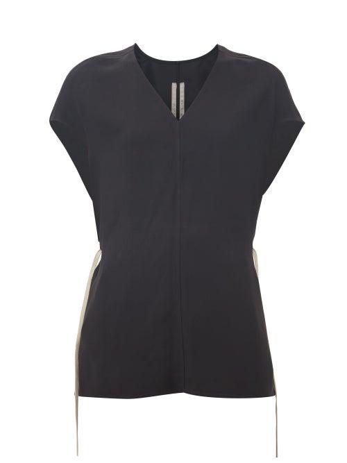 Matchesfashion.com Rick Owens Drkshdw - Drawstring-waist V-neck Top - Womens - Black