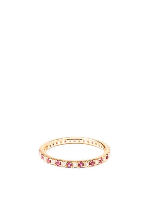 Matchesfashion.com Anissa Kermiche - Eternity Diamond, Pink-sapphire & 14kt Gold Ring - Womens - Gold