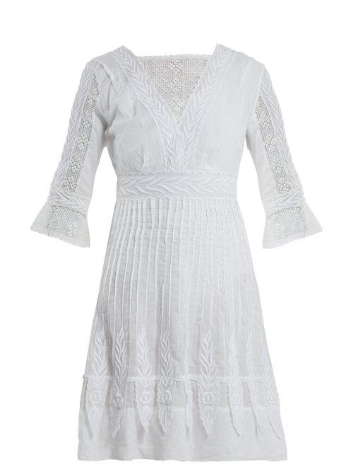 Matchesfashion.com Talitha - Edwardian Floral Embroidered Cotton Dress - Womens - White