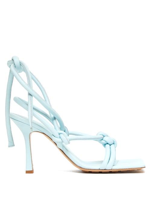 Matchesfashion.com Bottega Veneta - Square Toe Leather Sandals - Womens - Light Blue
