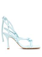 Matchesfashion.com Bottega Veneta - Square Toe Leather Sandals - Womens - Light Blue