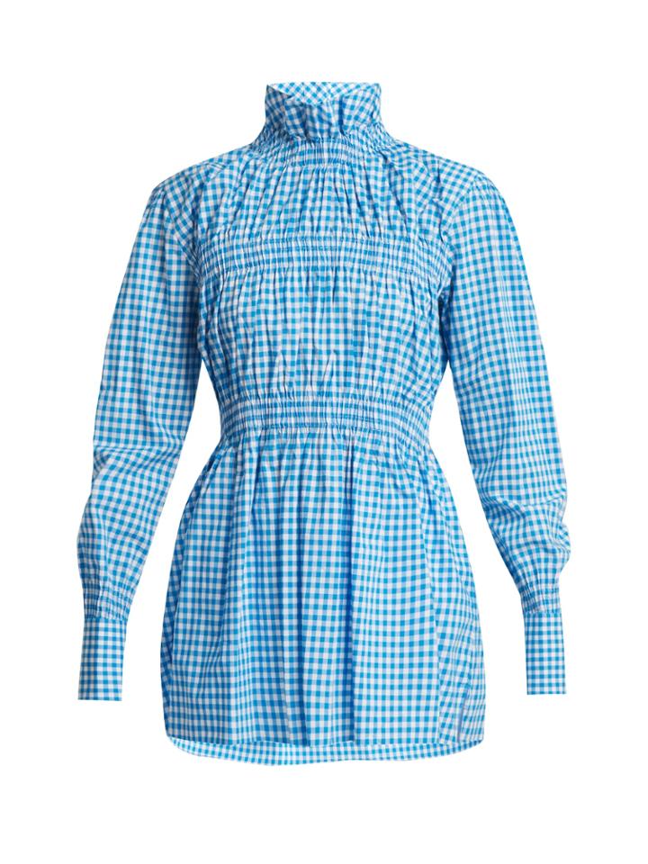 Teija High-neck Gingham Cotton Top