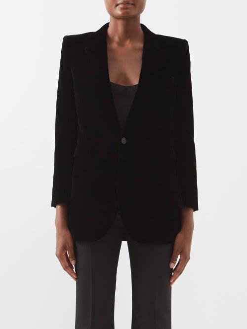 Saint Laurent - Single-breasted Velvet Jacket - Womens - Black