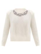 Matchesfashion.com Christopher Kane - Crystal-embellished Cashmere-blend Sweater - Womens - White