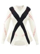 Matchesfashion.com Alexander Mcqueen - Peplum Argyle-knit Wool-blend Sweater - Womens - Ivory