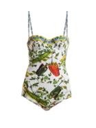 Matchesfashion.com Dolce & Gabbana - Vegetable Print Balconette Swimsuit - Womens - Green Print