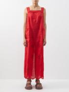 Vita Kin - Dora Broderie-anglaise Linen Dress - Womens - Red