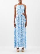 Melissa Odabash - Arabella Cutout Printed Maxi Dress - Womens - Blue White
