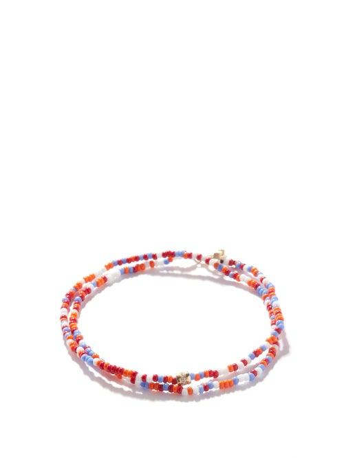 Luis Morais - Diamond, 14kt Gold & Glass Beaded Wrap Bracelet - Mens - Multi