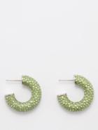 Amina Muaddi - Cameron Mini Crystal-pav Hoop Earrings - Womens - Green