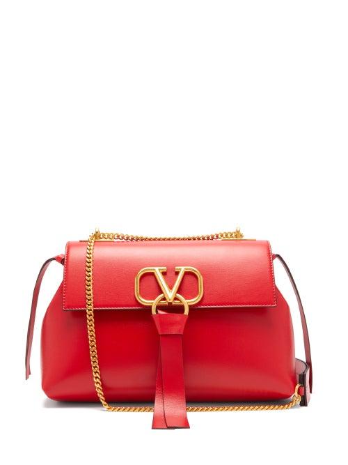 Matchesfashion.com Valentino - V Ring Medium Leather Shoulder Bag - Womens - Red