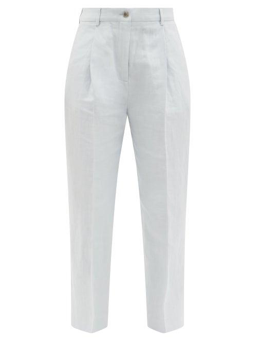 Matchesfashion.com Acne Studios - Preslee Cropped Linen-blend Canvas Trousers - Womens - Light Blue