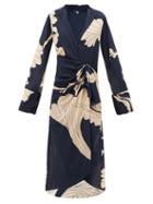 Johanna Ortiz - Mysterious Grace Floral-print Georgette Midi Dress - Womens - Blue