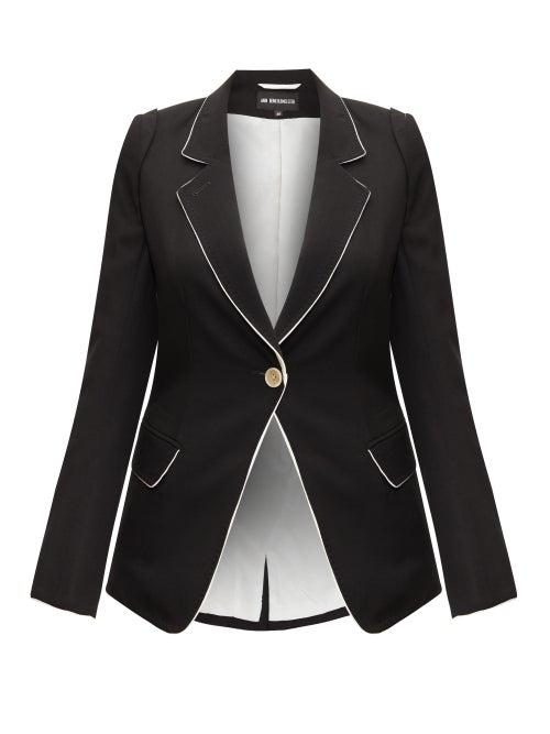 Matchesfashion.com Ann Demeulemeester - Contrast-trim Single-breasted Wool-twill Blazer - Womens - Black