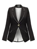 Matchesfashion.com Ann Demeulemeester - Contrast-trim Single-breasted Wool-twill Blazer - Womens - Black