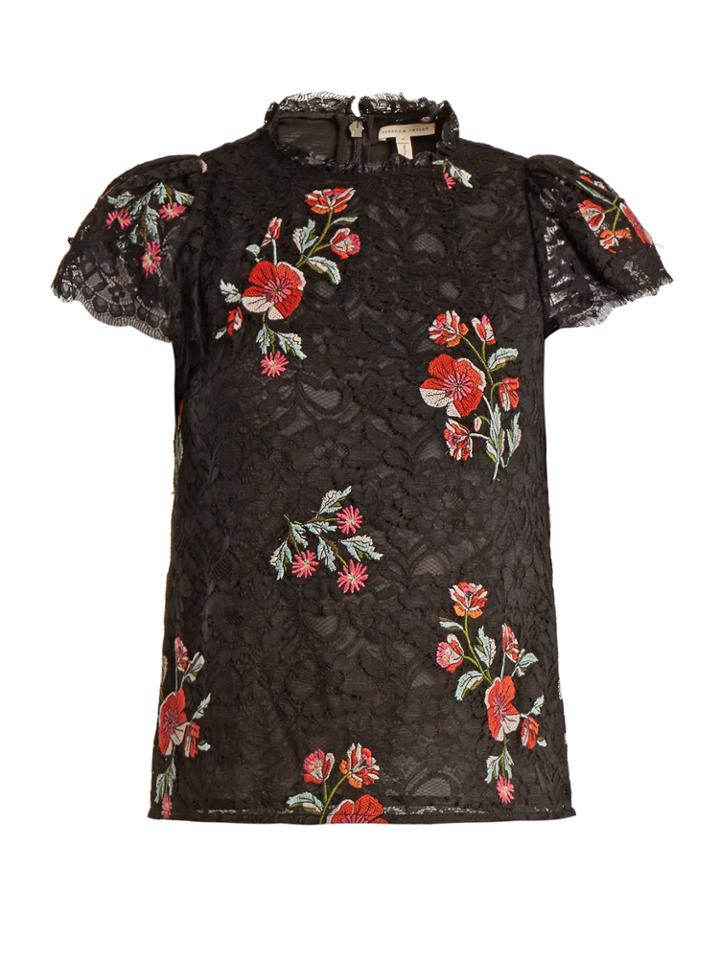 Rebecca Taylor Floral-embroidered Guipure-lace Top