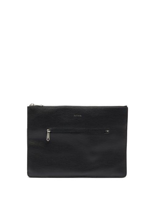 Matchesfashion.com Paul Smith - Foiled-logo Zipped Leather Pouch - Mens - Black