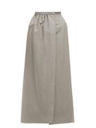 Matchesfashion.com Edward Crutchley - Split Front Wool Midi Skirt - Womens - Light Grey