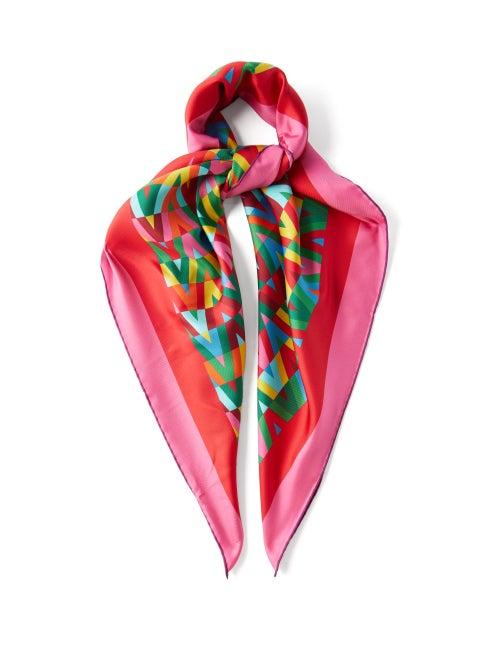 Valentino - V-optical Print Silk-twill Scarf - Womens - Multi
