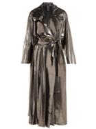 Norma Kamali Tie-waist Metallic Trench Coat