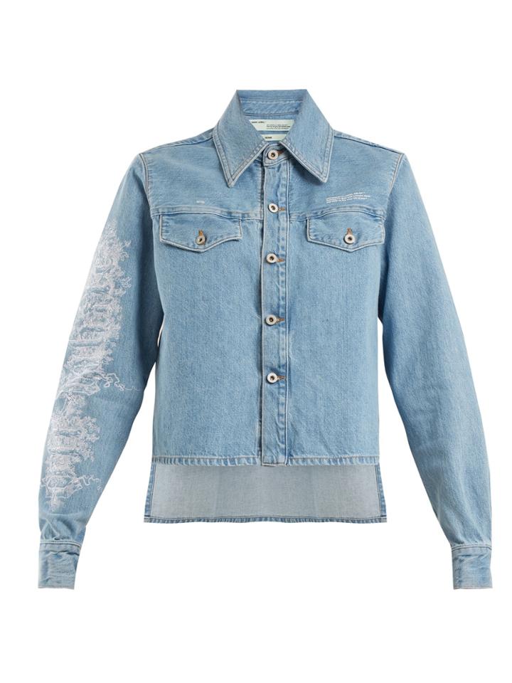 Off-white Logo-embroidered Denim Cropped Jacket