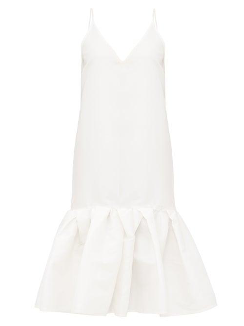 Matchesfashion.com Marques'almeida - Peplum Hem Taffeta Slip Dress - Womens - White