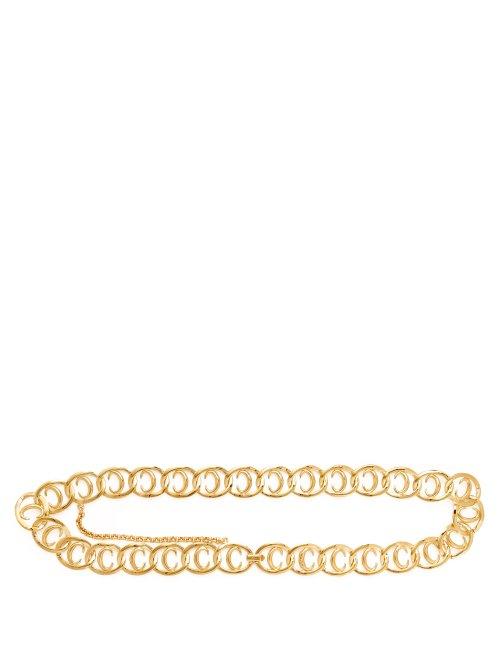 Matchesfashion.com Chlo - Logo Plaque Gold Tone Chain Link Belt - Womens - Gold