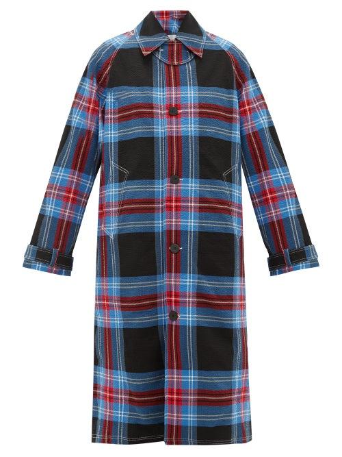Matchesfashion.com Charles Jeffrey Loverboy - Tartan Cotton-blend Seersucker Overcoat - Womens - Blue Multi