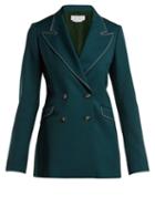 Matchesfashion.com Gabriela Hearst - Angela Double Breasted Wool And Silk Blend Blazer - Womens - Green